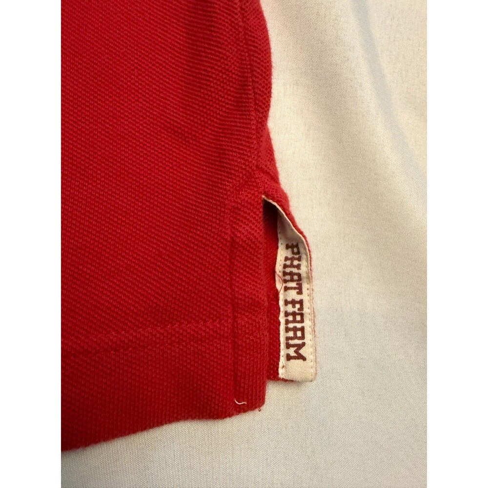 Vintage Y2K Phat Farm Polo Shirt 3XL Red Gray Striped Logo Graphic Mens - Picture 12 of 16
